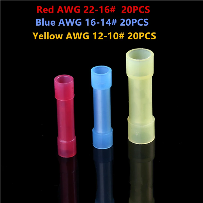 60PCS Wire Cable Connectors Nylon Crimp Electrical Terminals Insulated Butt Splice | Обустройство дома