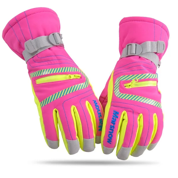 30 градусов Marsnow Брендовые мужские и женские лыжные перчатки для верховой езды ветрозащитные уличные спортивные термальные перчатки для сноуборда Зимние перчатки для катания на лыжах - Цвет: Rose