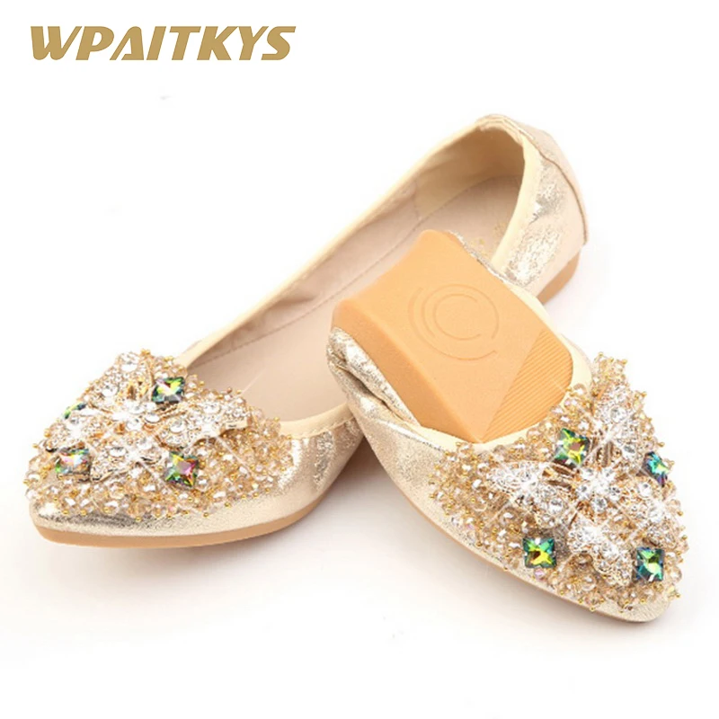 Exquisite Ladies Diamond Flat Shoes Fashion Sequins Ladies Casual