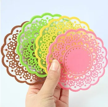 

200pcs/lot Translucent hollow lace coasters creative home sweet retro coaster insulation pad silicone pad 25g