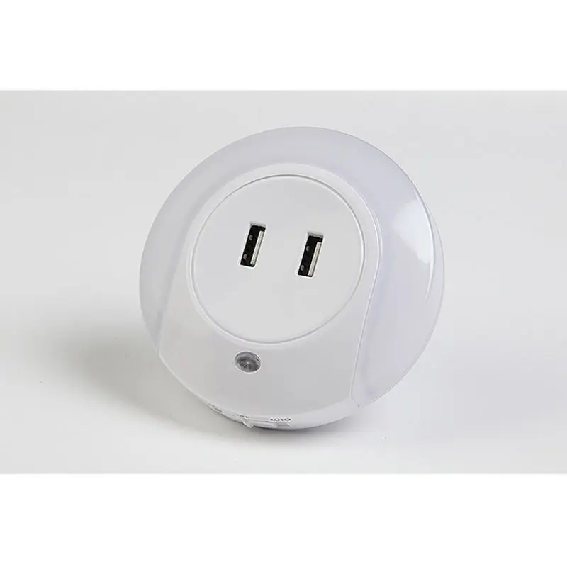1PCS Smart Design LED Night Light With Light Sensor and Dual USB Wall Plate Charger Perfect For Bathroom Bedroom Etc Hot On Sale (2)