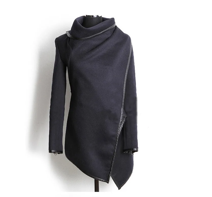 Danjeaner, осенне-зимний Тренч, Женское пальто с асимметричным воротником, с лацканами, на боковой молнии, шерстяное пальто, женский свободный свитер, верхняя одежда размера плюс