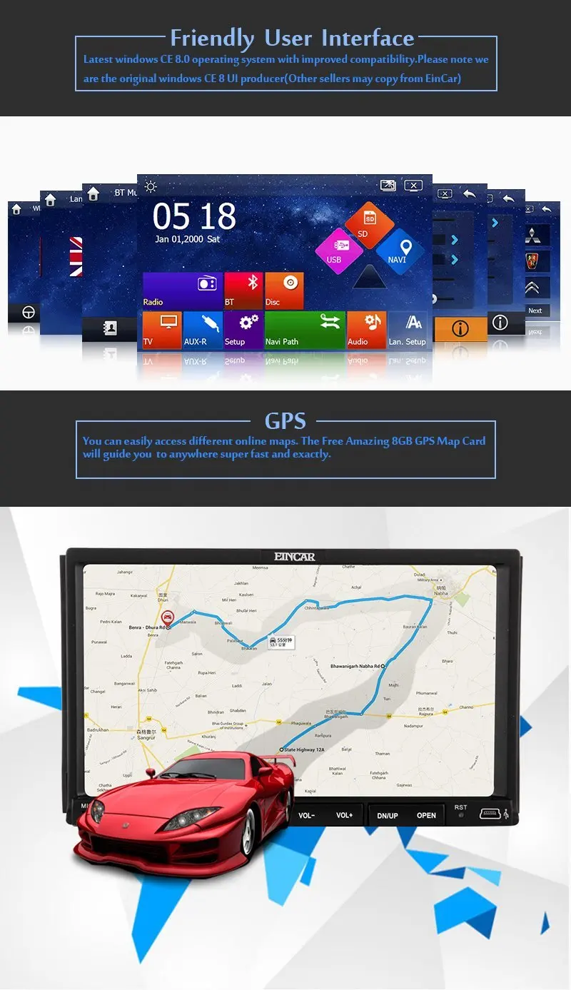 Flash Deal Universal Double two 2Din Car Stereo In Dash DVD Player GPS Navigation HeasUnit BT/USB/SD/FM/AM RDS Radio Steering wheel control 14