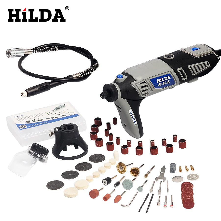 

HILDA 180W EU Plug Electric drill Dremel style with Flexible Shaft 92pcs Accessories Set Electric Rotary Power Tool