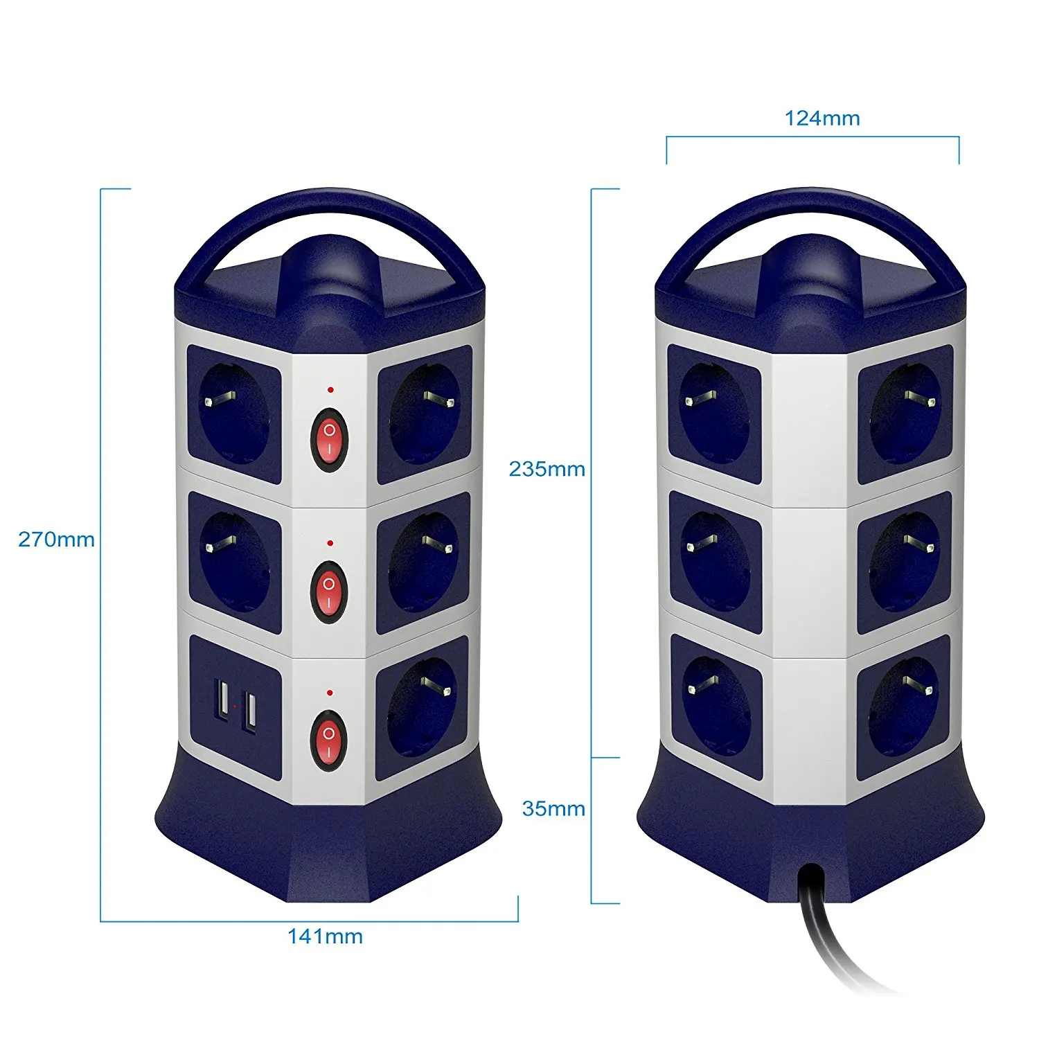 Сетевой шнур usb розетки 7/11 ЕС Электрический фильтр с стабилизатор напряжения с USB индивидуально переключатель 1,8 м/6 футов выдвижной удлинитель