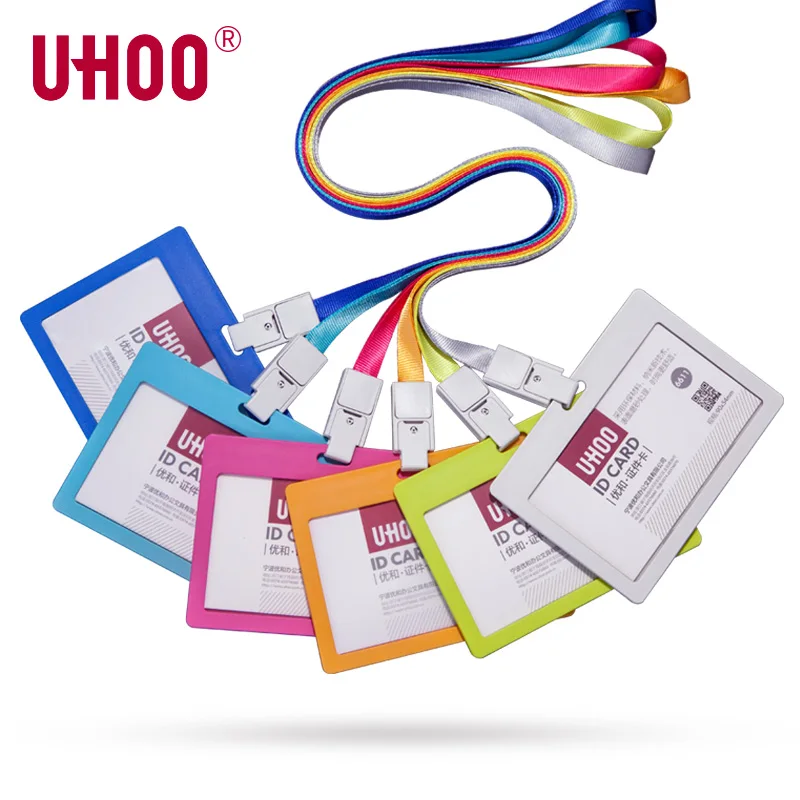 

UHOO 6611 Lanyard with ID Card Holder Horizontal Name Badge Holders with Lanyard-Office Stationery Wholesale