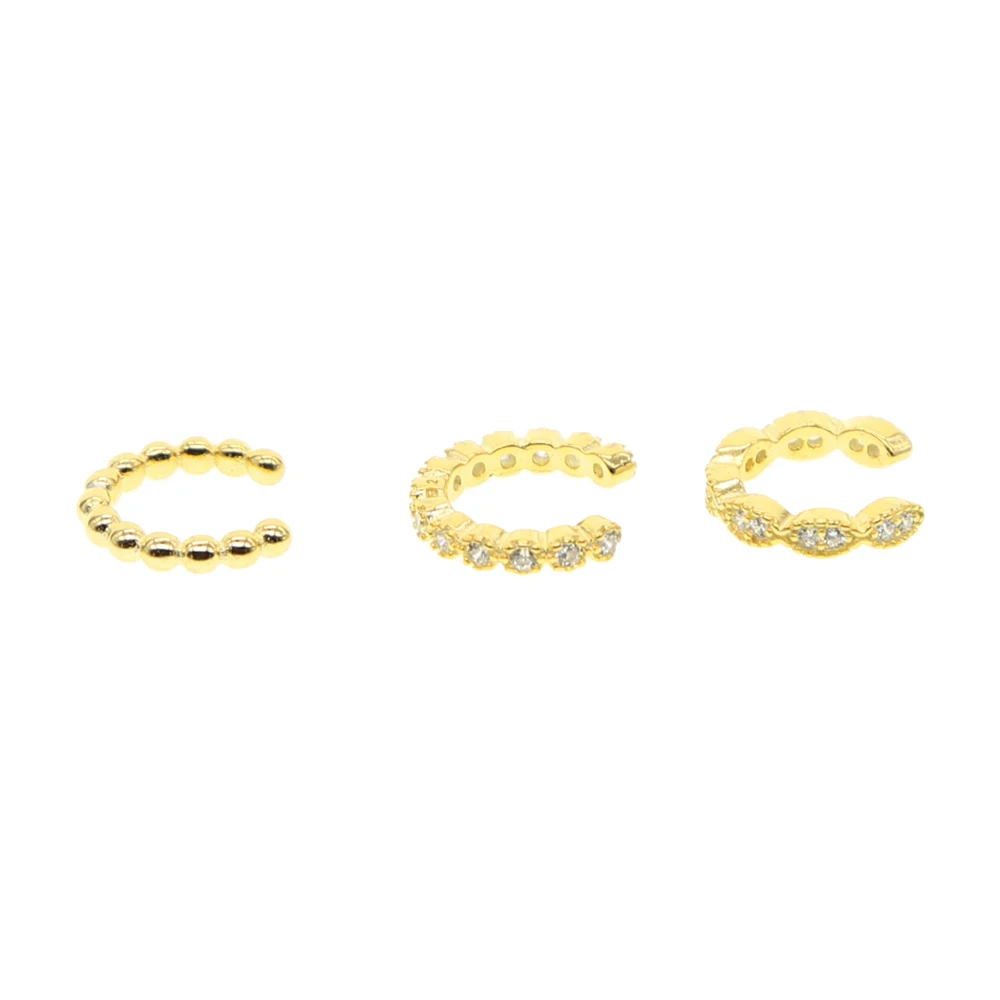 GOLDED cz клипсы для ушей, складные серьги-наручники для женщин и девушек, без пирсинга, классический простой микро проложенный круглый Фианит, серебро 925 пробы