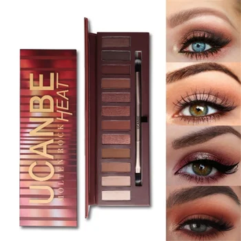 

Eyeshadow Palette Set Silky Powder Professional Make up Pallete Waterproof Long Lasting Cosmetics Smoky/Warm 12 Color
