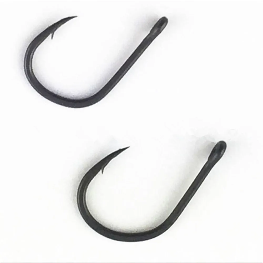 10pcs/lot Curved Shank Teflon Coating Carp Fishing Hooks High Carbon