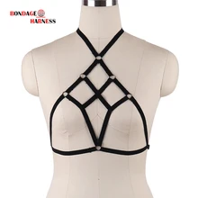 Женские пикантные топы, обвязка для тела, бюстгальтер с мягкой клеткой, черный эластичный, регулирующий бондаж, БДСМ-белье ремень в готическом стиле