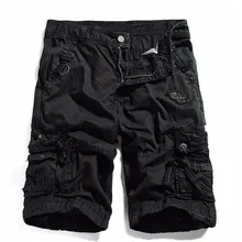 Мужские повседневные однотонные пляжные рабочие штаны с карманами, шорты Карго, мужские шорты Карго