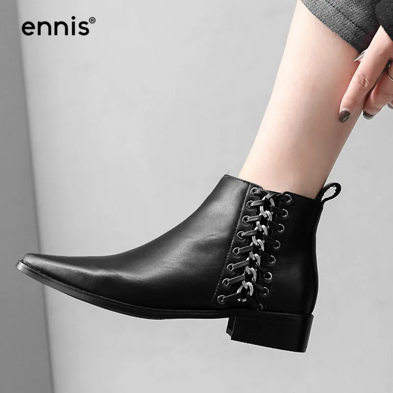 Aliexpress.com : Buy ENNIS 2019 New Black Ankle Boots Women Genuine ...