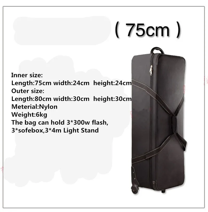  Photo Studio Equipment Rolling Bag Trolley Carrying Case for Light Stand Tripod Strobe LightUmbrell