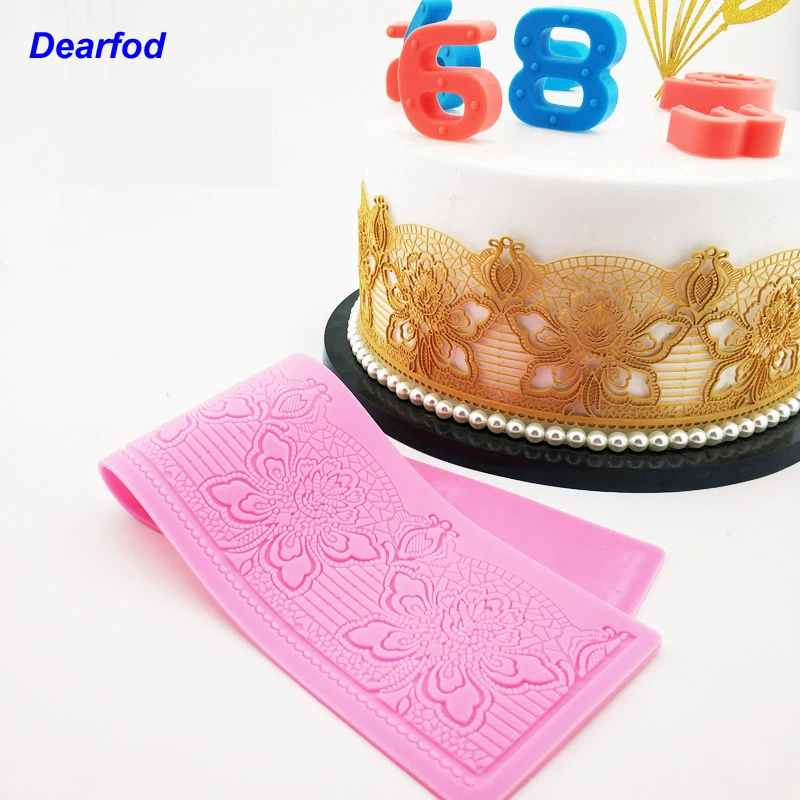 

MX129 Elegant Flower Lace Mold Silicone Sugar Lace Pad Cake Brim Decoration Mold Kitchenware DIY Tool