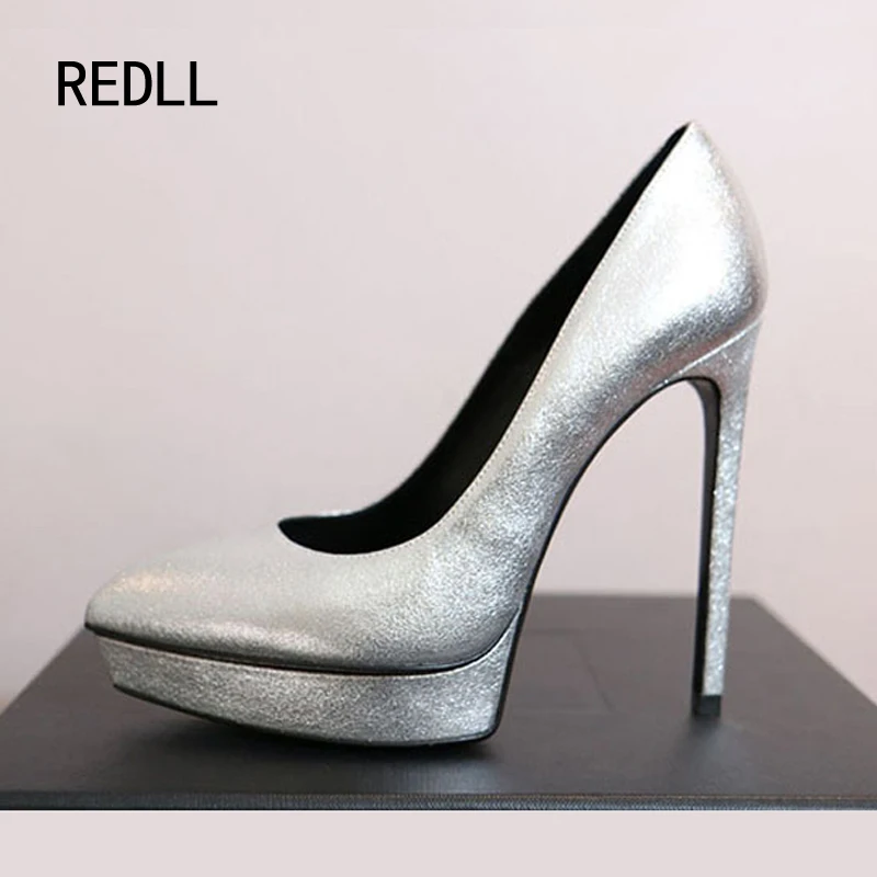 

2019 Hot Sale Women European Pumps Super High Heels Shoes Sheepskin Platform Pointed Toe Shoes Party Night Club Lady Shoes