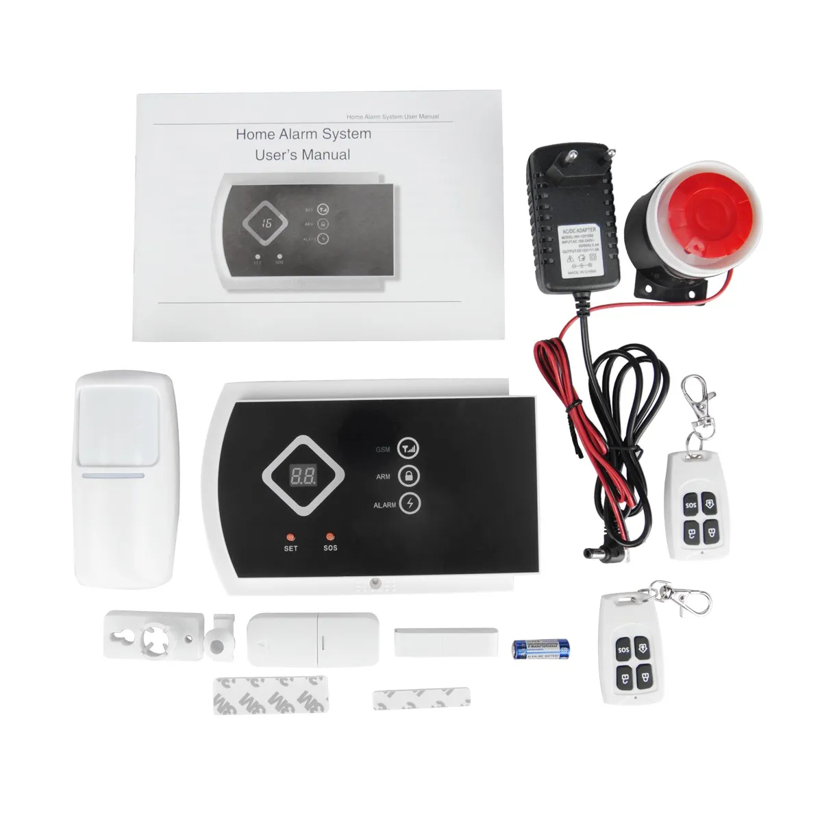 

Wireless GSM Alarm System For Home security System SMS GSM Alarm System Home auto Systems with PIR/Door Alarm Sensor