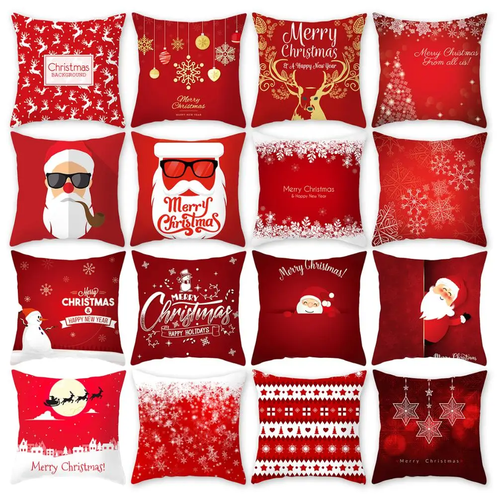 QIFU 45x45cm Elk Snowflake Santa Claus Christmas Pillowcase Christmas Decor for Home Christmas Navidad Xmas New Year