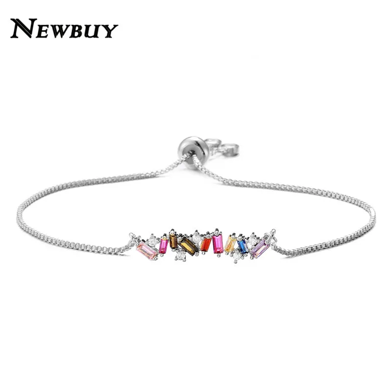 Женские Геометрические браслеты с кристаллами и цвета радуги NEWBUY вечерние