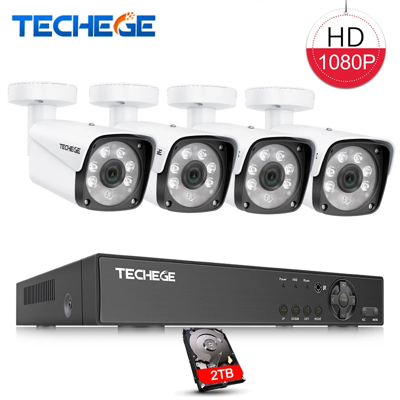 Techege система безопасности 8CH видеонаблюдения 8ch DVR 1080P HDMI видео выход 4 шт. 1080 P AHD