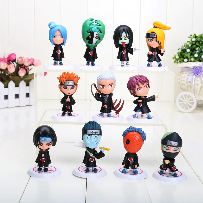

11pcs/set Naruto Akatsuki Figure Uchiha Itachi Madara Sasuke Hidan Orochimaru Tobi Pein Deidara Q Ver Model Toy Gifts 6.5cm