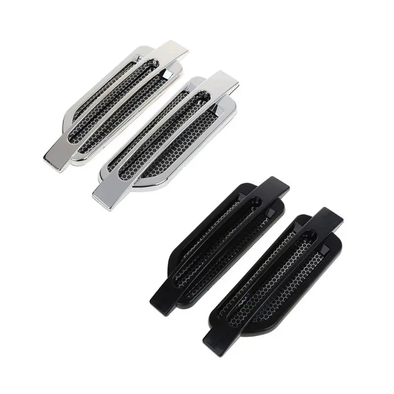 

1 Pair Car-styling Side Air Flow Vent Fender Cover Silver Plastic Auto Intake Grille Sticker Decoration For BMW Audi