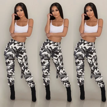 

Women Elastic Waist Camouflage Long Pants Hip Hop Skinny Trousers Plus