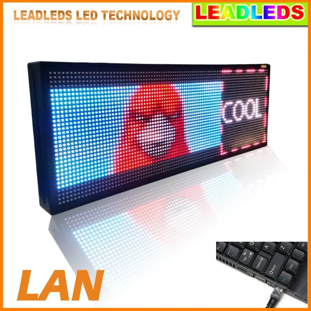 

RGB Full color LED sign 30''X11''/ support scrolling text LED advertising screen / programmable image video indoor LED display