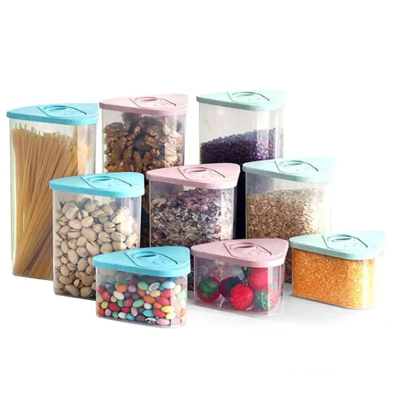 Triangle cereal grains storage tank Covered plastic sealed cans Food