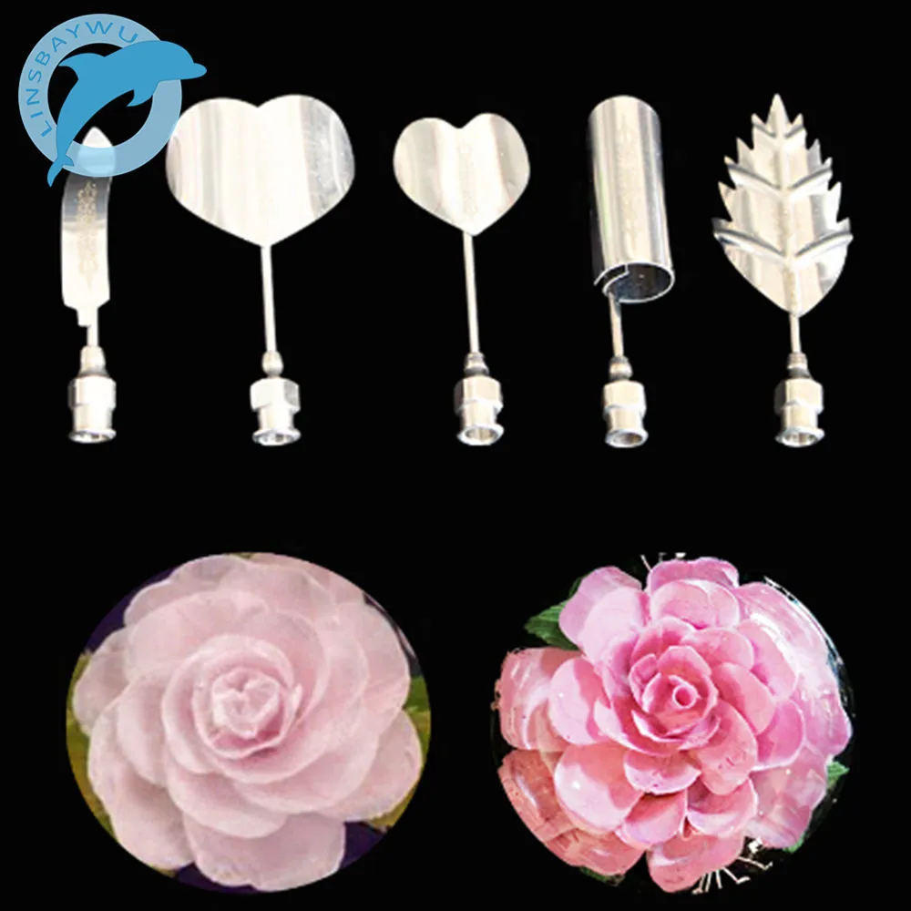 

LINSBAYWU 5PC/SET Flower 3D Jello Jelly Art Needle Tools Jelly Cake Gelatin Pudding Nozzle
