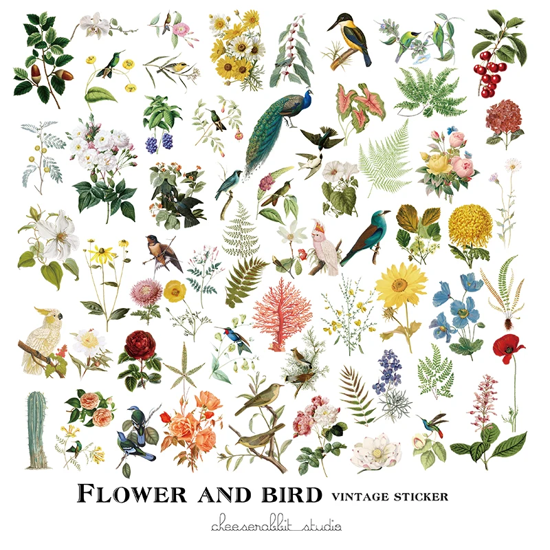 

Vintage flowers and birds Stickers Scrapbooking/ Card Making / Diary Works DIY / Handbook Stickers C146
