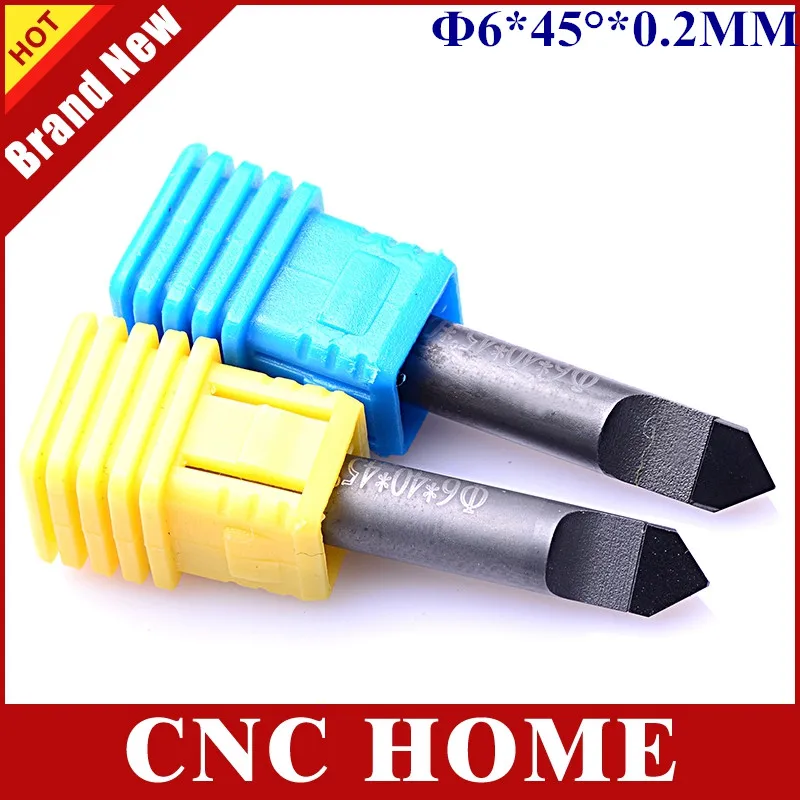 

2pcs 6MM Shank 45 Angle 0.2MM Tip CNC Diamond Engraver Router Bits Granite Milling Cutter PCD Hard Tools on Stone Jade Marble