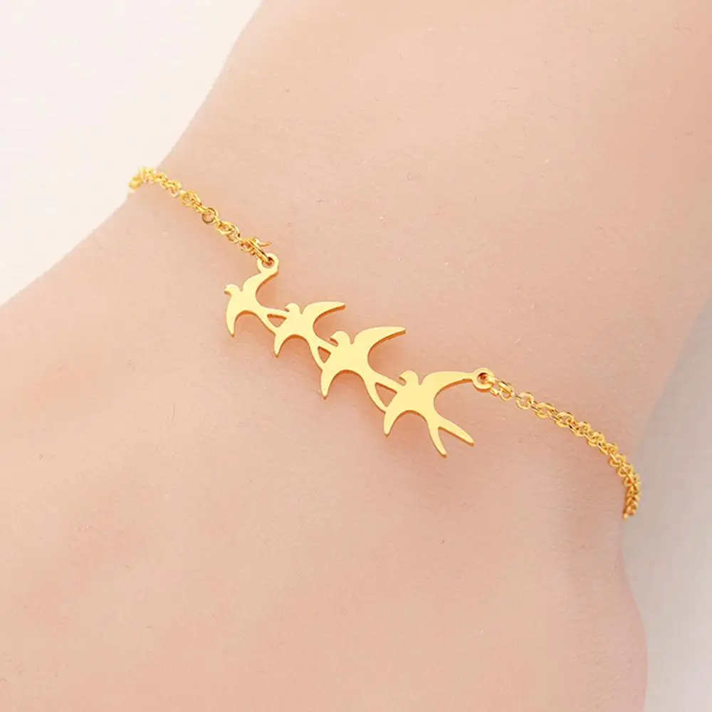 

Chandler Stainless Steel Flock of Birds Bracelets Flying Birds Charm Dainty Animal Anti-allergy Minimalist Trendy Jewelry