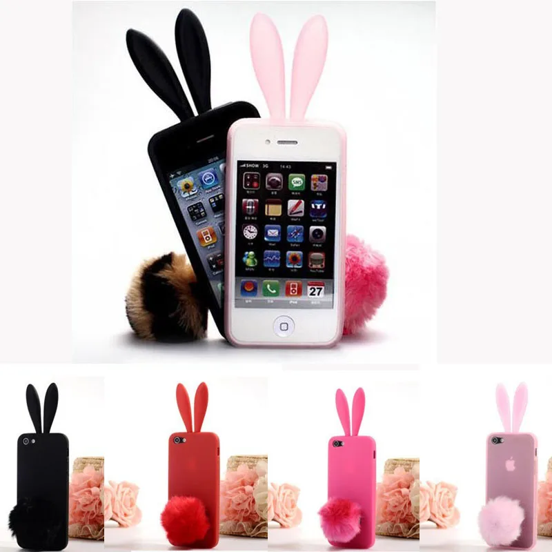 Koop Cover Voor iPhone SE Case Siliconen Schattige Konijn Oren Staart Telefoon Back Cover Voor Apple iPhones 5 s Case voor iPhone 5 Gevallen Para