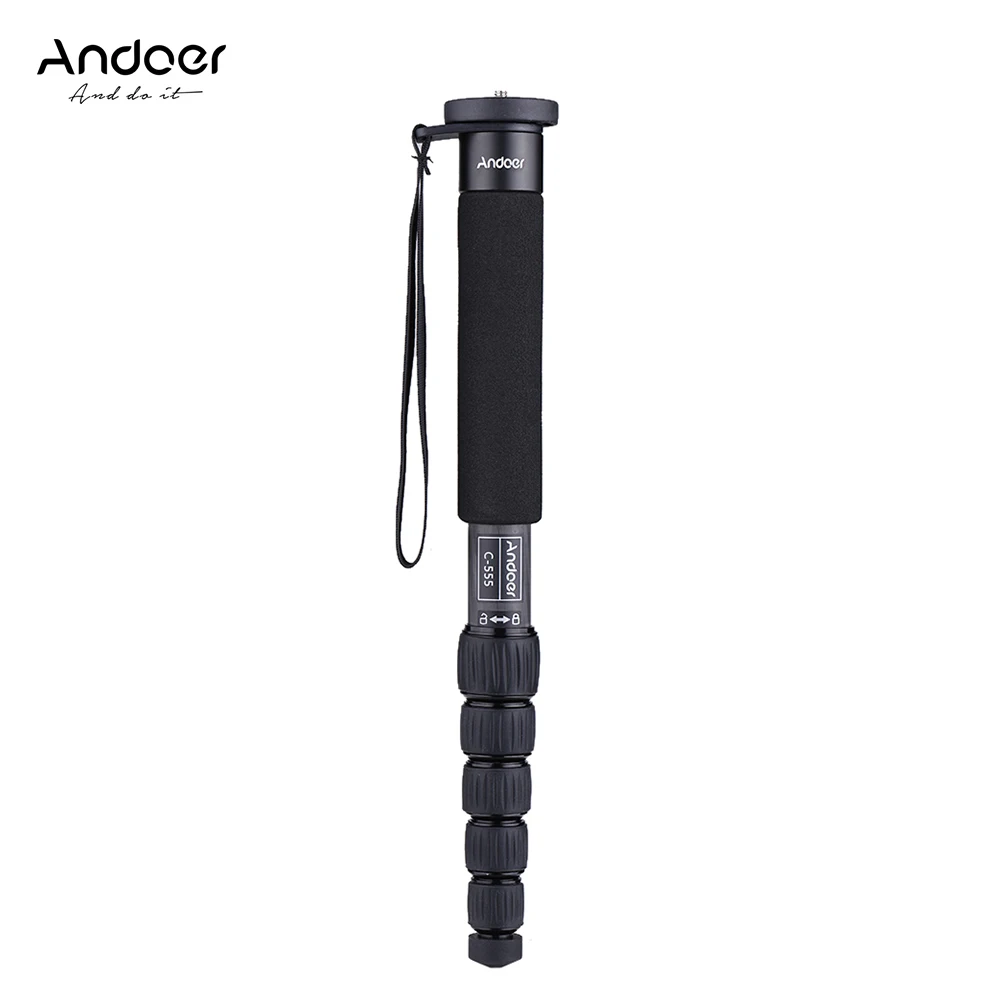

Andoer C-555 155cm/5.1ft Carbon Camera Monopod Unipod Stick 6Section for Nikon Canon Sony A7 Pentax Camcorder Stuido Photography