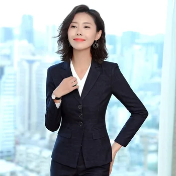 

Fashion 2018 Fall Winter High Quality Fabric Uniforms Styles Blazer Coat Women Business Work Wear Female Blazers & Jackets Tops
