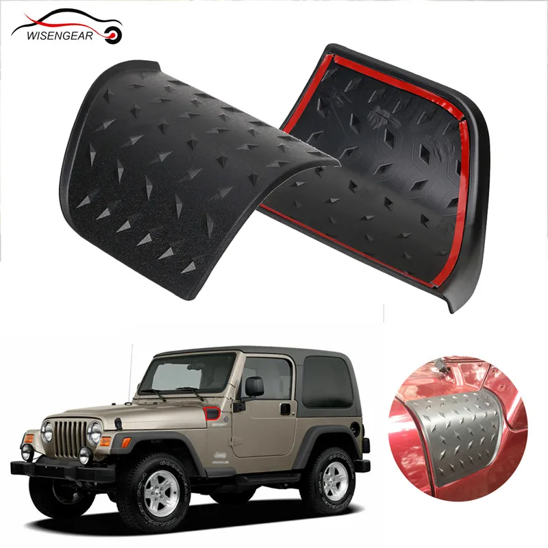 WISENGEAR Black Cowl Armor Body Sticker Cover Car Side Plastic Diamond Plate Trim For Jeep