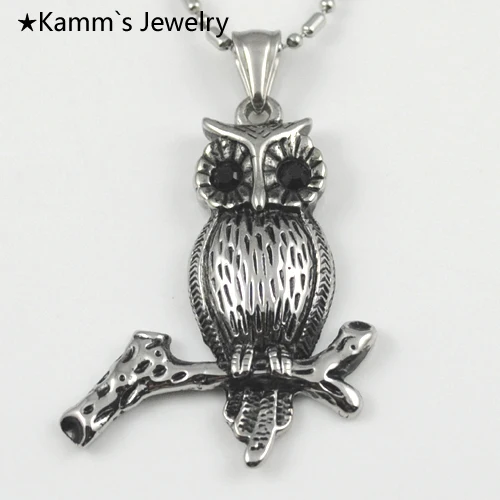 Us 479 20 Offorigami Owl Charm Necklace 316l Stainless Steel Rhinestone Black Eyes Mens Pendant Necklace Anime Catholic Unicorn Kp018 In Pendant
