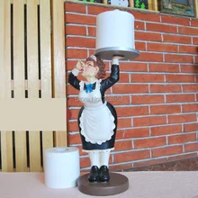 Creative Resin Servant Sculpture Toilet Paper Dispenser Decor Craft Embellishment Accessories Supplies Furnishing for Wash Room