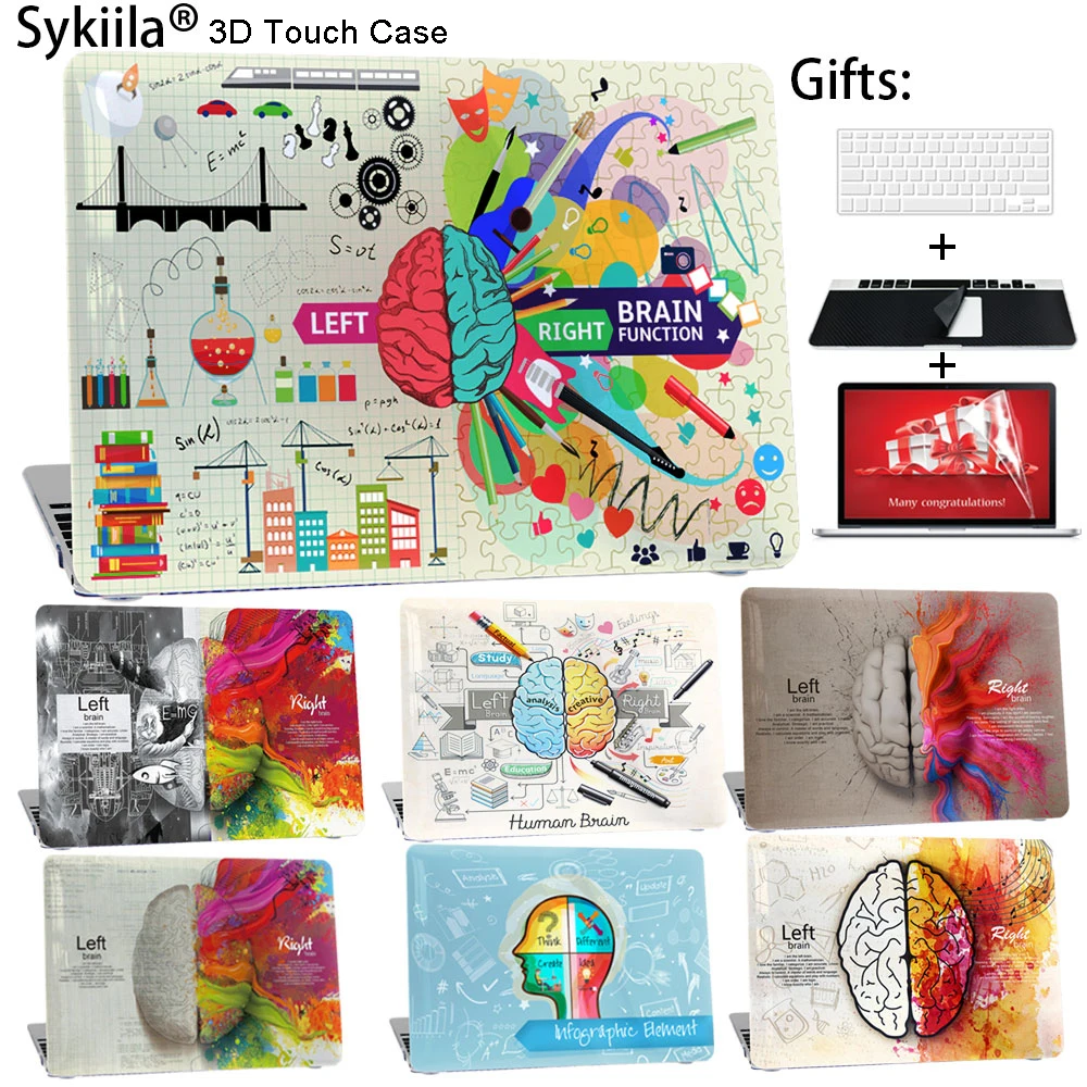 Sykiila for Macbook Air 13 inch 11 Case Brain Art Print Cover Pro 13 15 12 Retina Shell Screen Keyboard Protector Touch Bar