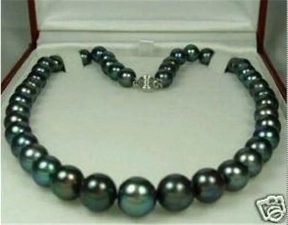 

Charming! 9-10mm Tahitian Black Natural Pearl Necklace^^^@^Noble style Natural Fine jewe FREE SHIPPING