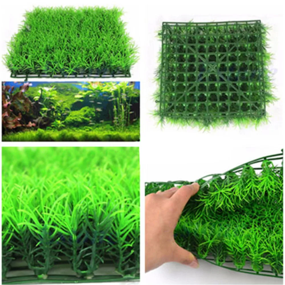 25cm x 25cm Artificial Water Aquatic Green Grass Plant Lawn Aquarium