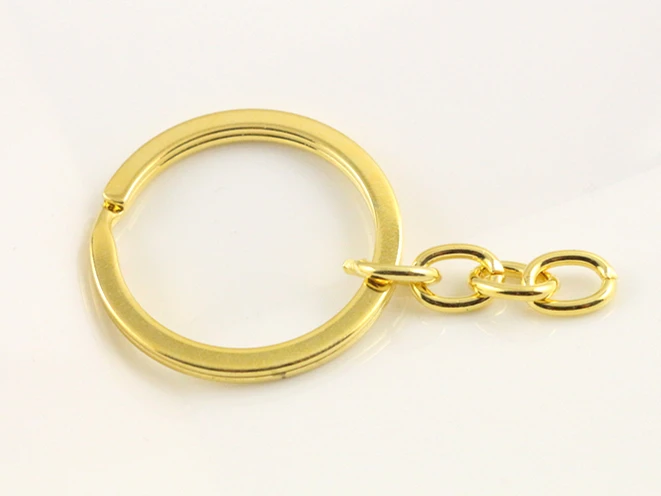 20 шт./партия брелок для ключей 3 цвета покрытый 50 мм Длинный круглый раздельный брелок для ключей - Цвет: 30mm  Gold