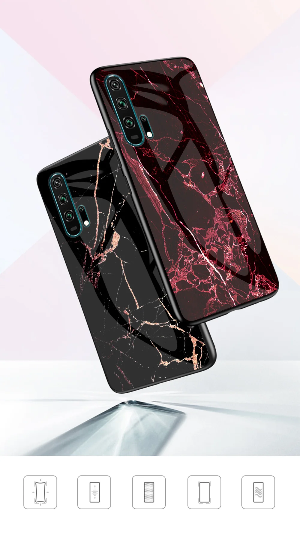 Phone Case for Huawei Honor 20 Pro Case Honor 20S 20 s Cover Marble Tempered Glass Cases for Huawei Honor 20s European version