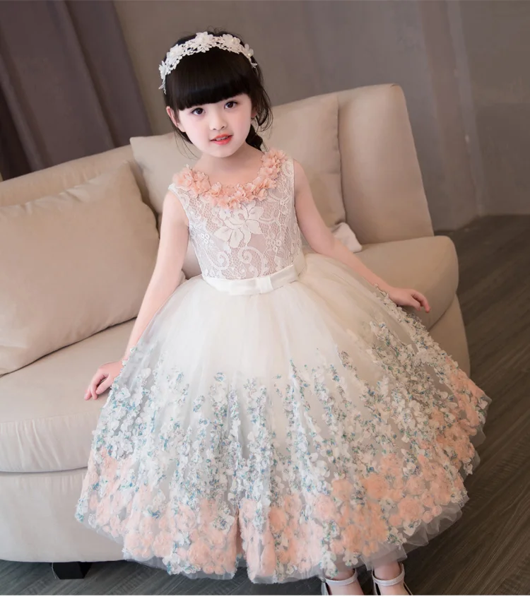 Elegant Flower Girl Dresses For Wedding Pink Tulle Floral Girl Birthday  Party Dress Long First Communion Gowns Summer Girl Dress - Girls Casual  Dresses - AliExpress