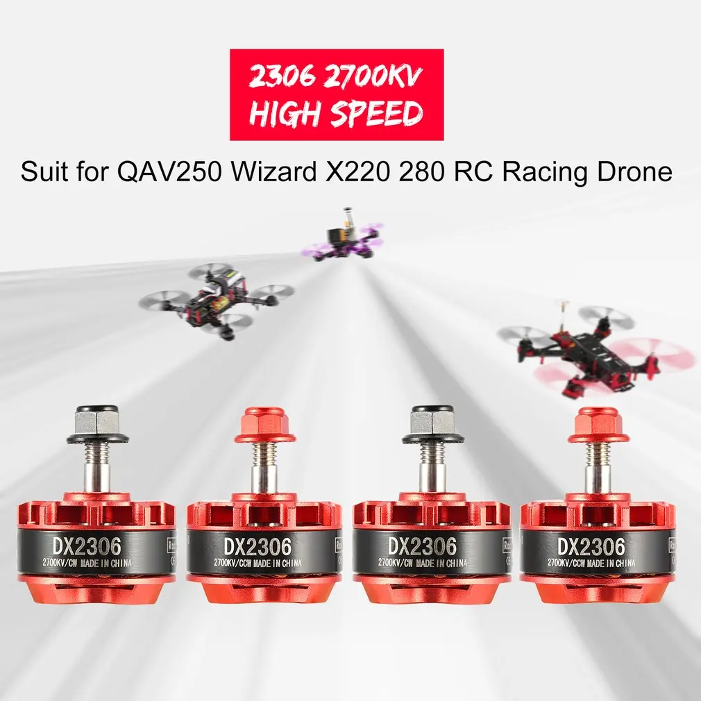 

Hot! 4Pcs Brushless Motor 2306 2700KV 2-4S CW/CCW Brushless Motor for QAV250 Eachine Wizard X220 280 RC Drone Quadcopter Model