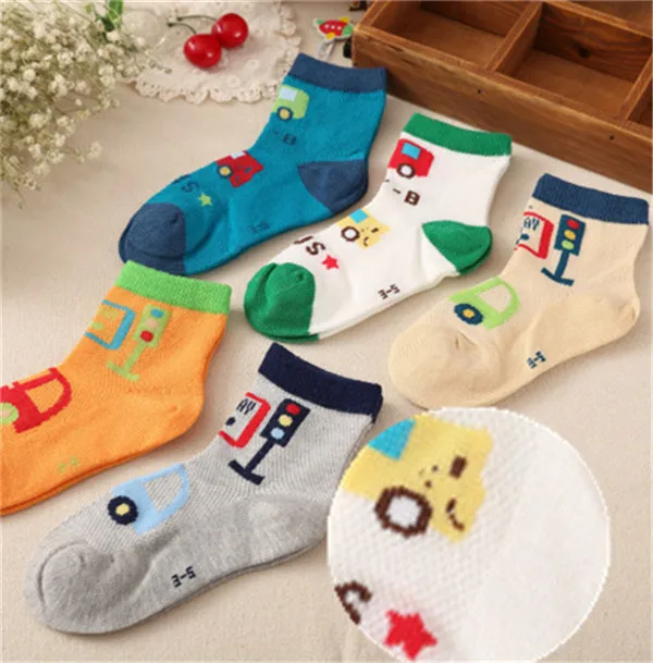 5 пар/лот, детские носки для мальчиков и девочек модные хлопковые дышащие сетчатые носки для малышей весенне-летние подарки для детей от 2 до 12 лет,, CN - Цвет: 3 hong lv deng
