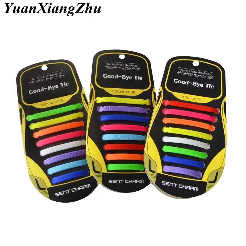 16pcs/set Elastic Silicone Shoelaces Unisex Adult Athletic Running No Tie Shoelace All Sneakers Fit Strap Shoes Lace 13Colors
