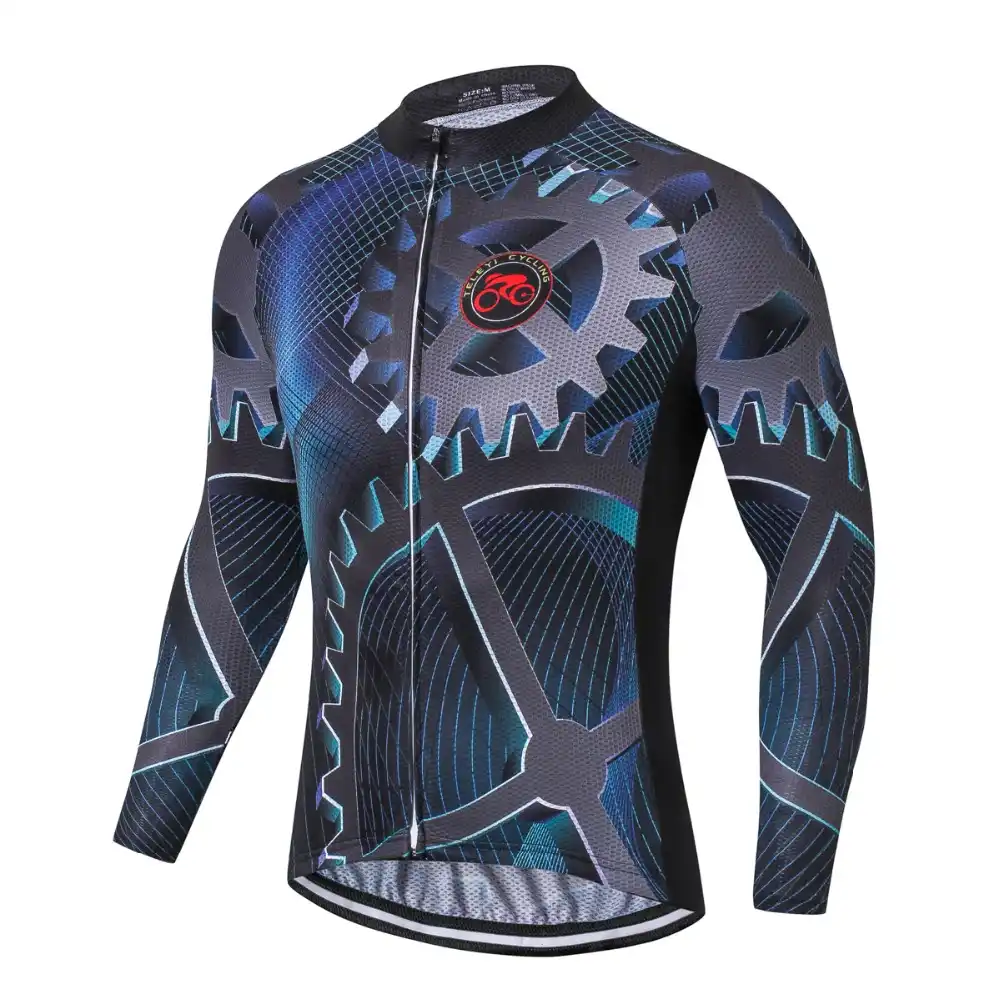 Men/'s Pro Cycling Jersey Long Sleeve Jacket Mountain Road MTB Bike Shirt Maillot