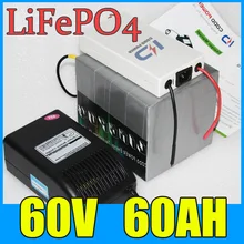 60В батарея 60ah lifepo4 Аккумулятор ,3000w Электрический велосипед Скутер литиевая батарея + БМС + зарядное устройство , Бесплатная доставка