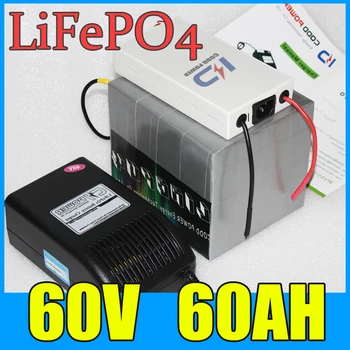 

60V 60AH LiFePO4 Battery Pack ,3000W Electric bicycle Scooter lithium battery + BMS + Charger , Free Shipping
